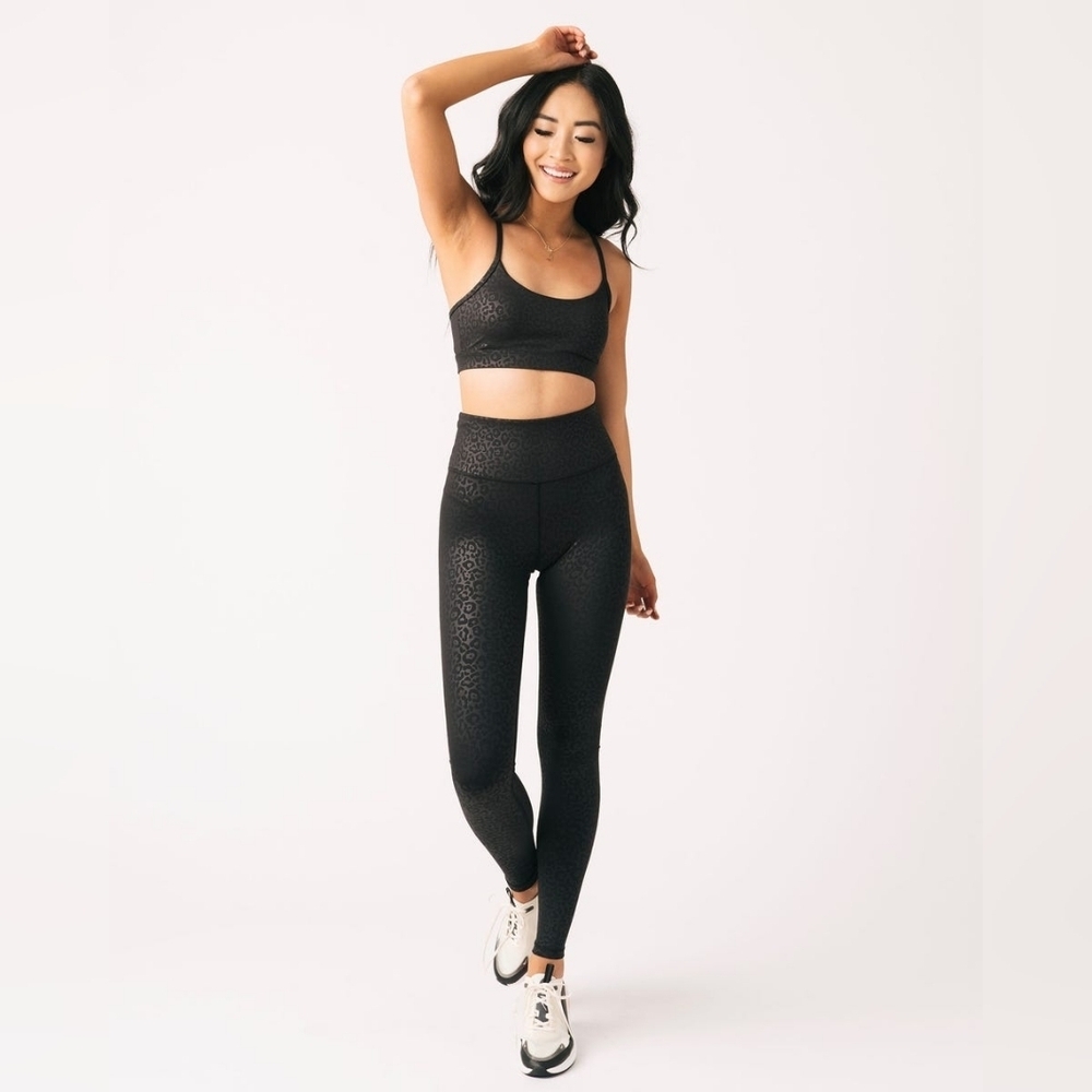NWOT ZYIA Active Light N Tight High Rise Black Leopard Leggings Size 2